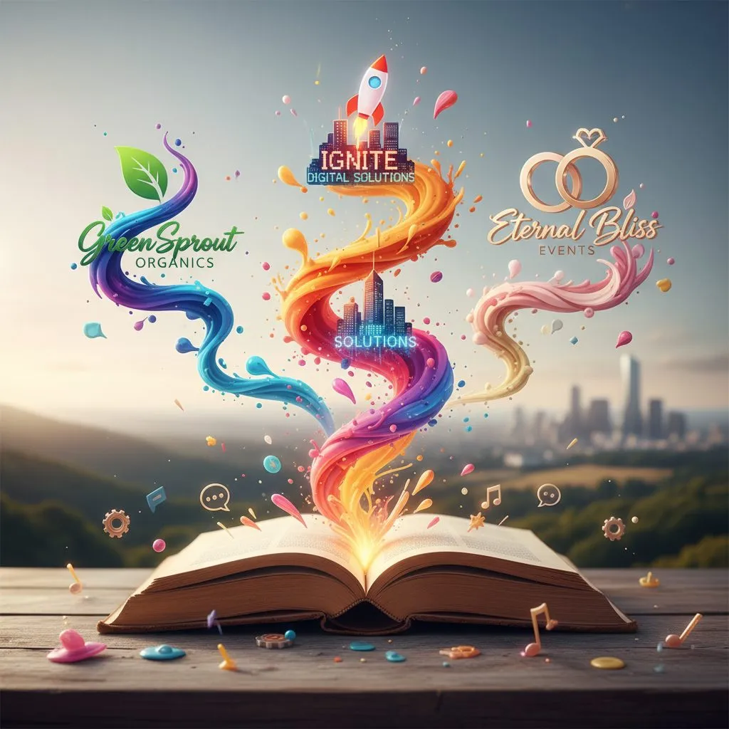Concept de storytelling de marque avec éléments narratifs créatifs