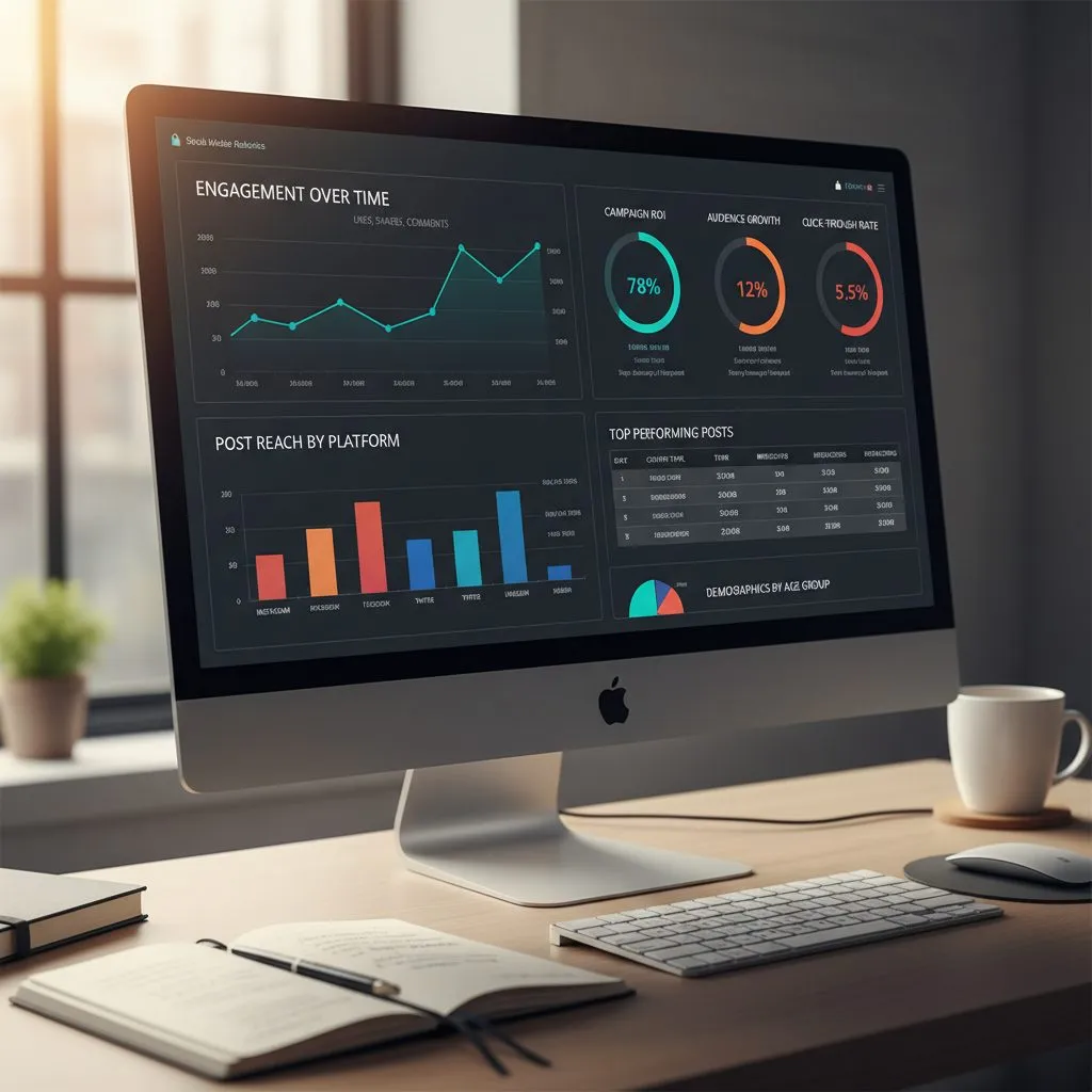 Dashboard analytics avec métriques réseaux sociaux détaillées
