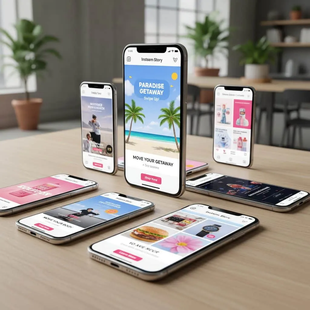 Différents formats publicitaires Instagram stories reels et feed