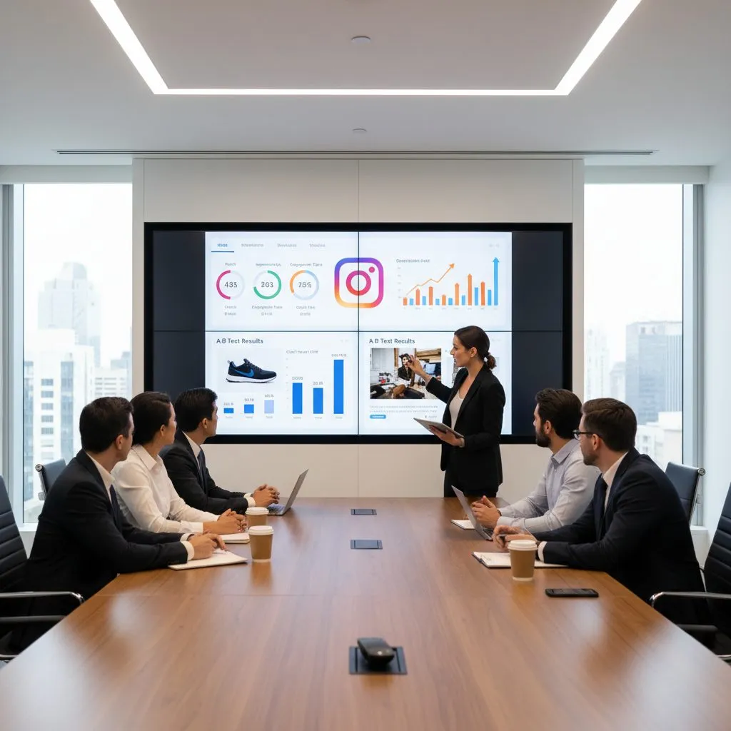 Équipe marketing analysant les performances des publicités Instagram