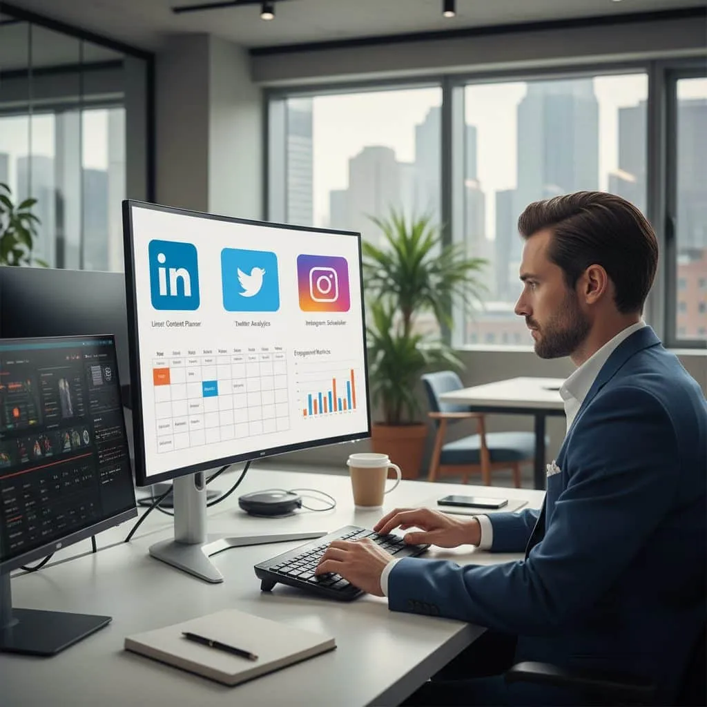 Professionnel créant une stratégie de contenu LinkedIn pour entreprise